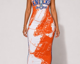 New York Knicks Women Bodycon Corset Ruched Long Dress