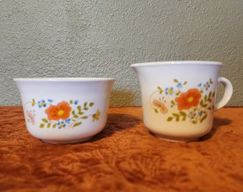 Corning Ware Corelle Wildflower Sugar Bowl and Creamer