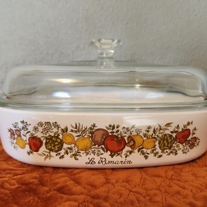 Vintage Corning Ware Le Romarin/A-10-B/Spice of Life/ Casserole with glass lid