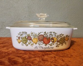 RARE! Vintage Corning Ware A-2-B Spice of Life La Marjolaine 2 Quart Casserole Dish with Pyrex A-9-C Lid Stamp 179 MA