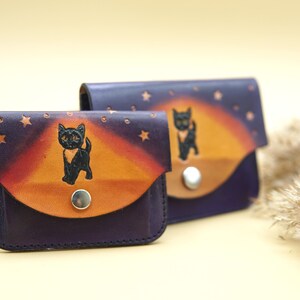 Kinder Portemonnaie Katze Portmonee Brustbeutel Leder