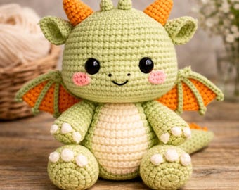 Crochet Dragon Pattern, Amigurumi Plush Tutorial, Beginner Friendly Fantasy Toy (PDF Download)