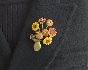 Van Gogh Sunflower Brooch Oil Painting Vintage flower Gifts New Autumn Women Fashion Jewellery Blumen Brosche Christmas