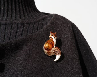Ölgemälde Stil Eingelegt Zirkon Diamant Kleine Fuchs Brosche Mode Tier Pin Kleidung Zubehör
