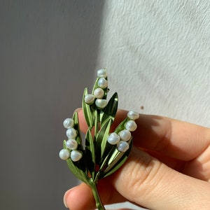 Vintage Emaille Grün Farbe Pflanze Perlen Pin Baum Blatt Brosche Brosche für Frauen Schmuck Geschenk Corsage Bild 10