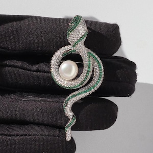 Broche Fantaisie Serpent Et Strass - Alliage Doré 2 Microns - Occasion Bon état