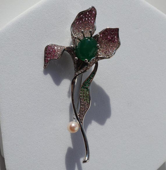 Broche Décorative Strass Cristal - Style USA - Plaquée Rhodium Argenté - Marque MOGHANT - Neuf Sans Emballage