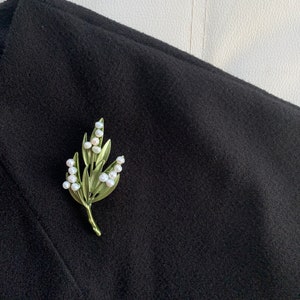 Vintage Emaille Grün Farbe Pflanze Perlen Pin Baum Blatt Brosche Brosche für Frauen Schmuck Geschenk Corsage Bild 4