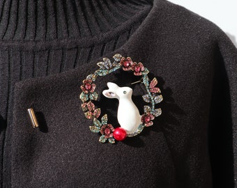 Easter Bunny Brooch Enamel Inlaid Zircon Diamond Rabbit Brooch Fashion Element Corsage Retro