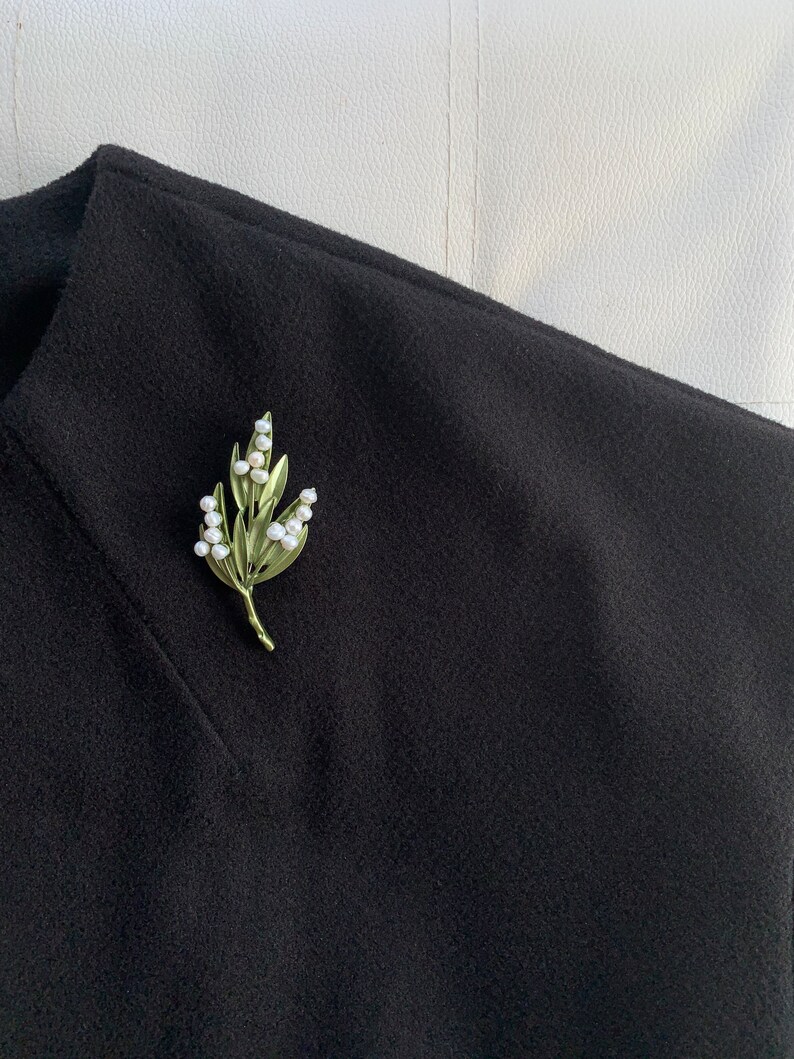 Vintage Emaille Grün Farbe Pflanze Perlen Pin Baum Blatt Brosche Brosche für Frauen Schmuck Geschenk Corsage Bild 3