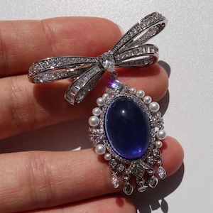 Elegant Brooch blue sliver colour Pins Charm Brooch Jewellery Wedding Gifts Brosche Christmas Gift office wear