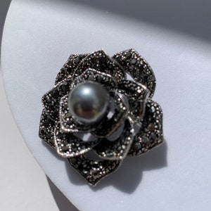 Schwarze Rose Blumen Perlenbrosche für Damen Herren Schmuck Mode Abzeichen Clips Hochzeit Broschen Pins Bild 9