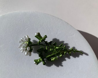 Dandelion Plant Brooch Green Brosche