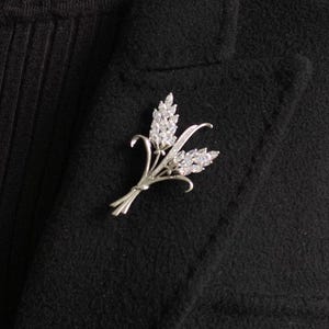 Belle Broche Ancienne En Argent Sterling Et Perle - Motif épis De Blé - Vintage