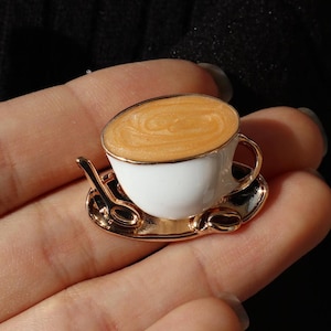 Brooch Coffee Cup Tableware office wear Brooch Pin Brosche unisex party Christmas gift business rare find unique wedding Kaffee Becher