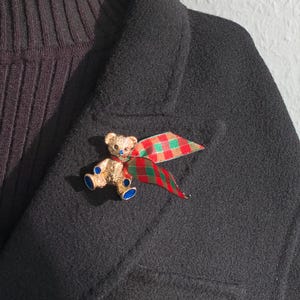Cute Bear Brooch red gold colour pearl Brooch Weddings rare find Clothes Jewellery Accessories Gift Valentine&#39;s Day Gifts teacher gift