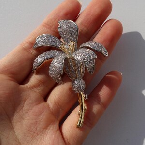 Zircon Lily Flower Brooch: Gold Silver Rhinestone Pin
