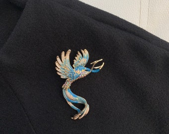 Schöne Emaille Phoenix blau Brosche Pin Frauen und Männer Anzug Accessoires Legend Bird Design