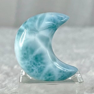 Larimar Moon Palmstone 16g, Polished Teal Dominican Republic Gemstone, Crystal Carving,