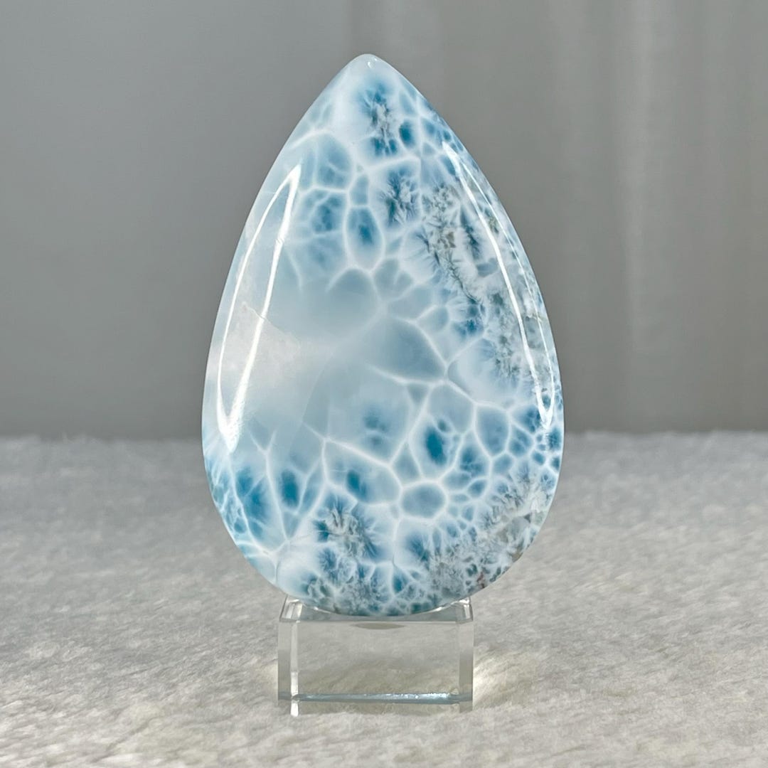 Larimar Palm Stone Cabochon 86g, AAAA+ Blue Ocean Pattern Gemstone, - Etsy