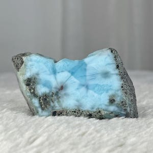 Blue Larimar Stone 110g, Raw Semi-Polished Mineral Specimen, Dominican Republic,