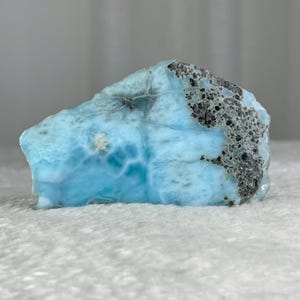 Larimar Stone 208g, Semi-Polished Ocean Blue Dominican Republic Mineral Specimen,