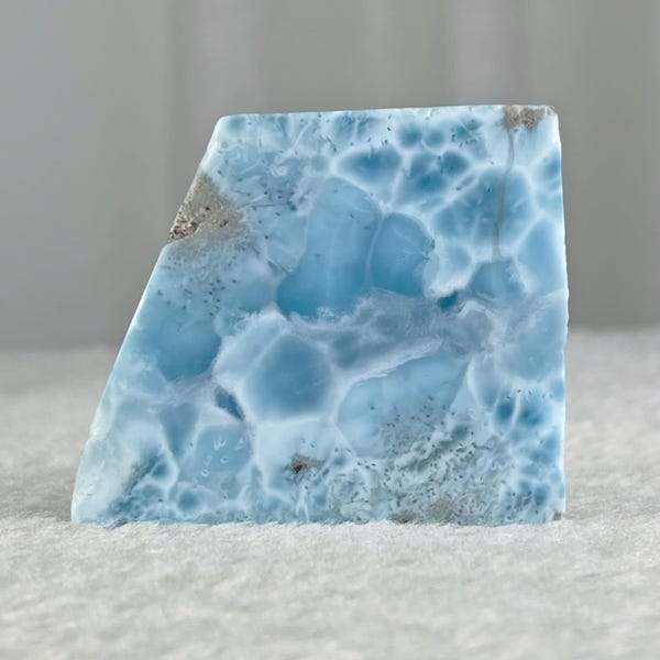 Larimar Slab 84g, AAA+ Rough Blue Dominican Republic Gemstone with Ocean Patterns,
