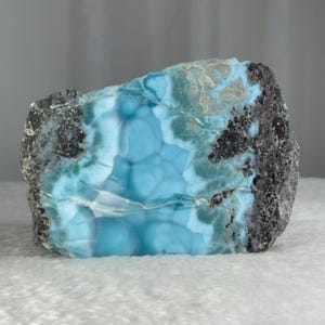 Large Larimar Stone 3LB, AAA Big Semi-Polished Mineral Specimen For Collectors, Dominican Republic Gemstone, Rare Pectolite Crystal,