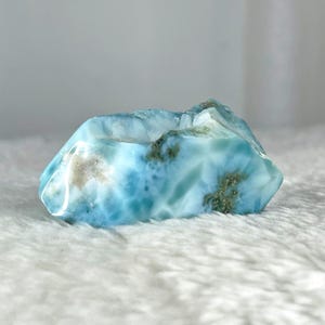 Blue Larimar Stone 80g, Polished Dominican Republic Gemstone Freeform Crystal,
