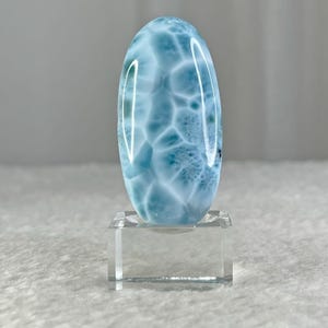 AAA Larimar Cabochon 26g, Polierter Blau Oval Sorgen Stein, Edelstein aus der Dominikanischen Republik