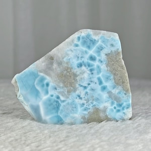 Blue & White Larimar Slab 84g, Ocean Blue Crystal Slice From Dominican Republic, Rare Minerals,