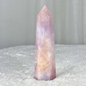 Rose Aura Quartz Tower 228g, Polished Crystal Obelisk, Altar Decor,
