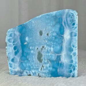 AAA+ Larimar Slab 309g, Polished Ocean Blue Dominican Crystal