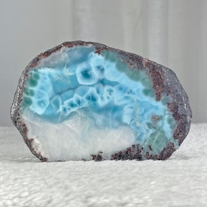 AAA Larimar Stein 714g, Großer Halbpolierter Blauer Dominikanische Republik Edelstein,