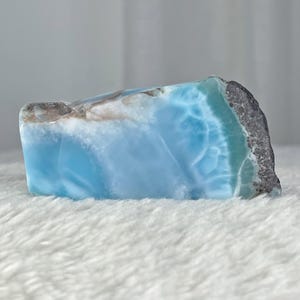 Blue Larimar Stone 185g, Semi-Polished Dominican Gemstone, Blue Crystal, Rare Rocks & Minerals,