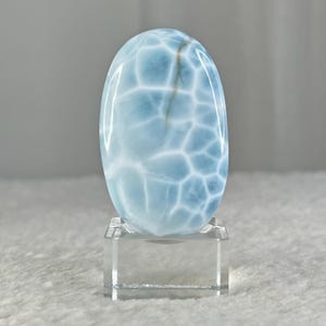 AAA + Larimar Cabochon 29g, gefrosteter polierter blauer und weißer Dominikanerstein, Kristallschnitzerei,