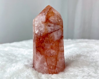 335g Fire Quartz Tower, Hematoid In Quartz, Fire Quartz Point, Quartz Obelisk, Natural Crystal, Polished Crystal, Flame Stone Obelisk