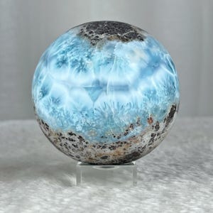 AAA+ Larimar Sphere 559g, 2.83&quot; Diameter Large Dominican Gemstone Crystal Ball, Rare Rocks & Minerals,