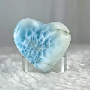 17g High Quality Larimar Heart, Asymmetrical Polished Larimar Crystal, Larimar Cabochon, Atlantis Stone, Dominican Gem, Larimar Puffy Heart