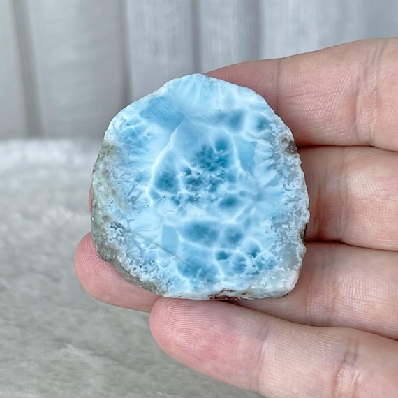 39g ラリマー スラブ、ブルー＆ホワイト ジェムストーン、天然の原石