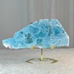Large Larimar Slab 283g, Super Blue Polished Dominican Republic Gemstone,
