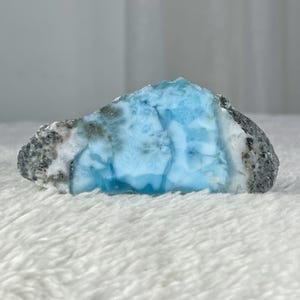 Blue Larimar Stone Specimen 178g, Semi-Polished Pectolite Crystal, Dominican Republic,