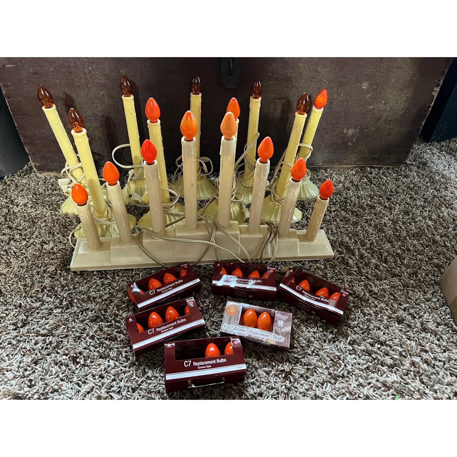 Lot Vintage Lighted Christmas Window Candle Sets with Extra Bulbs…