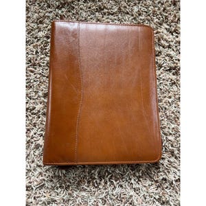 Day-Timer Vintage Brown Leather Zip Around Organizer Planner Portfolio 7x10