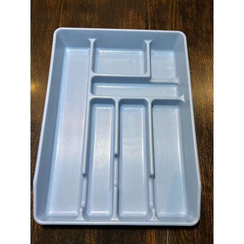 VTG Rubbermaid Light Blue Silverware Drawer Organizer Tray 6 Section Granny image 1