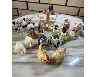 Large VTG LOT 8 Sets Salt and Pepper Shakers Collectible Farmhouse Kitchen Decor