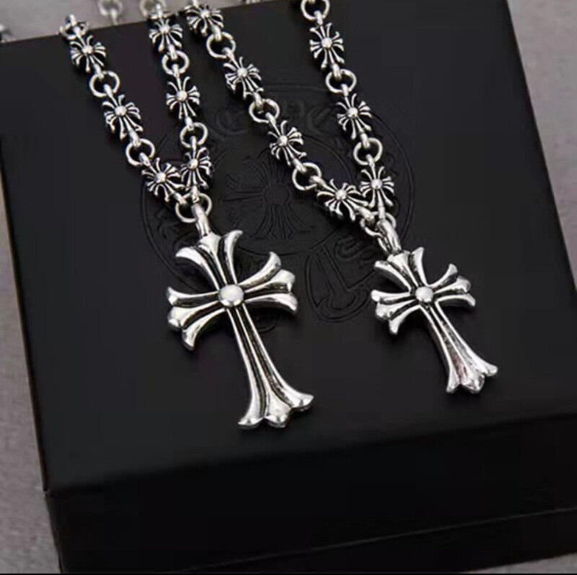 CHROME HEARTS STYLE Chain Cross Necklace Silver Plated - Etsy