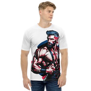 The Rugged Leatherman - Leather Graphic Muscle Shirt for Gay Men, Bold Leather Pride Tee, Gritty Fetish Style Top