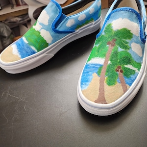 Handpainted Vans Slip On Shoes Size 8 Womens/6.5 Mens