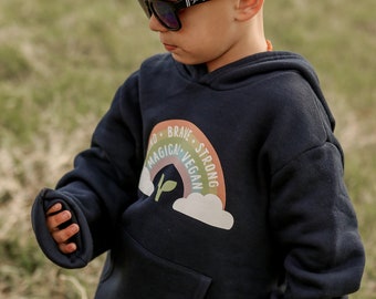 Girls/Boys Hoodie - Vegan/Rainbow Inspired Graphic - Ethically Sourced Clothing. Choice of Colors